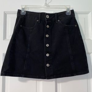 American Eagle black denim A-line skirt, size 2